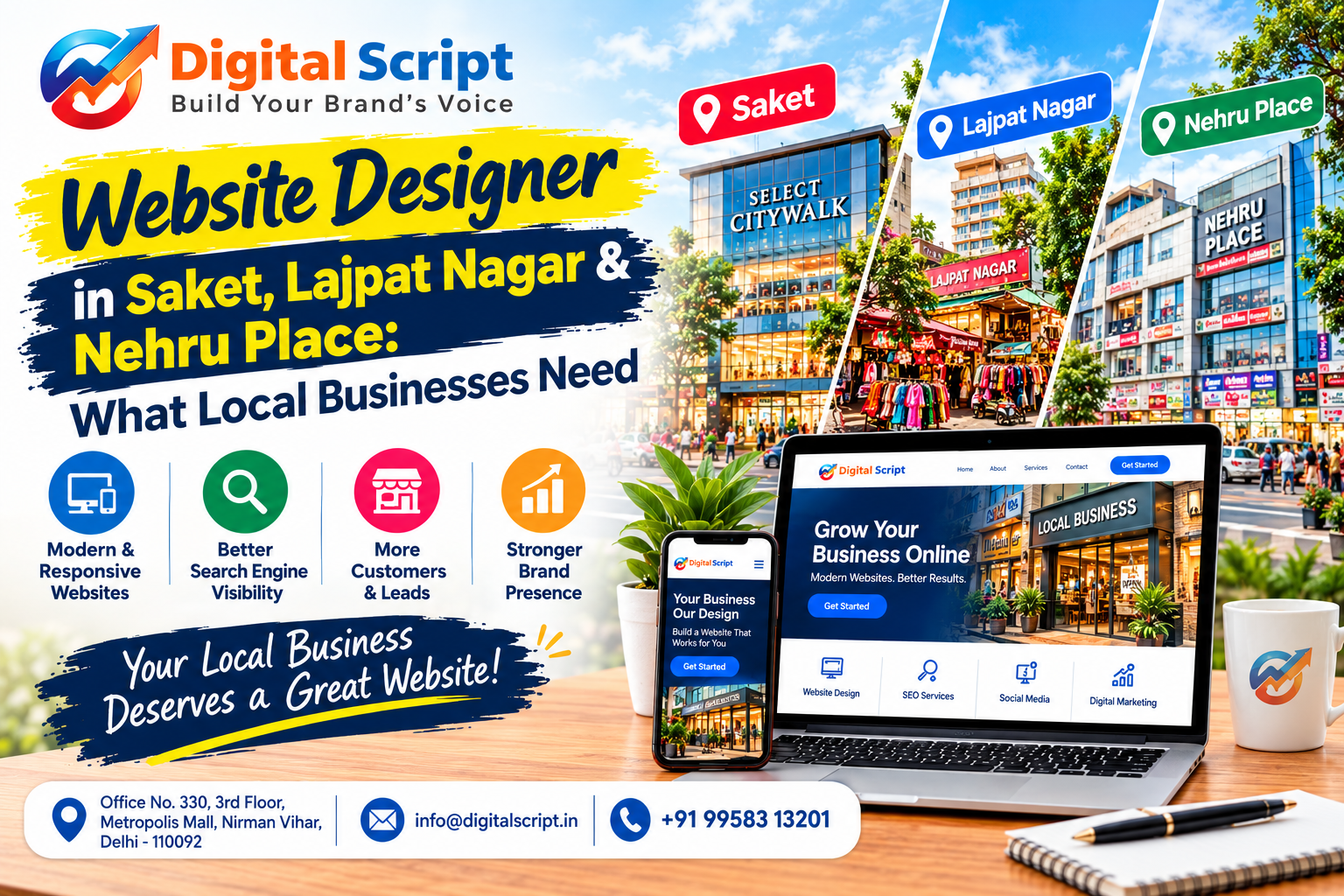 Website Designer in Saket, Lajpat Nagar & Nehru Place: What Local Businesses Need